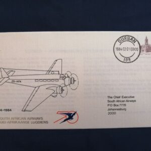 SA Airways Durban - Johannesburg commemorative cover
