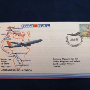 SA Airways Johannesburg to London 'round the bulge' commemorative cover