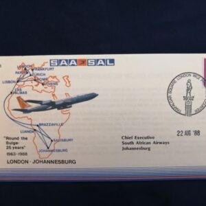 SA Airways London to Johannesburg 'round the bulge' commemorative cover