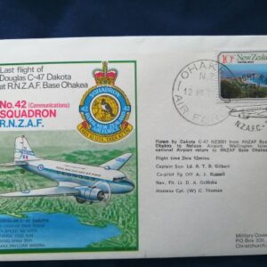 Last flight of C-47 Dakota 42 Squadron RNZAF commemorative cover