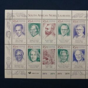 South African Nobel Laureates 1951 - 1993 plate block