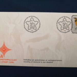 Unveiling of Memorial to War Disabled date stamp card